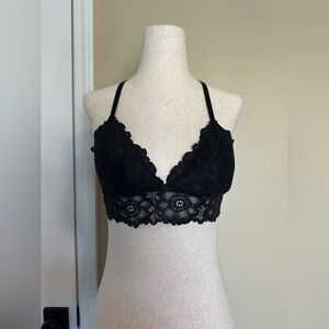 Aerie Black Lace Racerback Bralette size Small